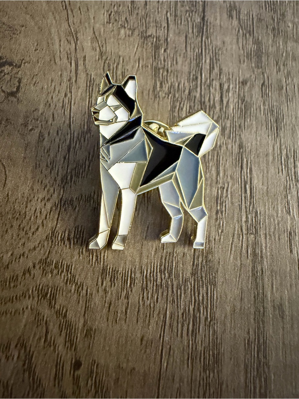Geometric Husky Enamel Pin - Black & White